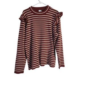 Grace + Karma Coquette Sweater 2x Womens Plus Size Brown Striped Long Sleeve
